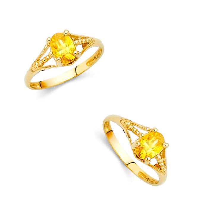 14K Yellow Gold Cubic Zirconia November Birth Stone Babies Ring - Image 3