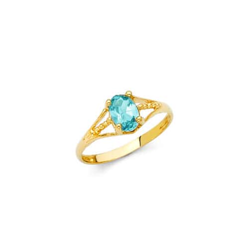14K Yellow Gold Cubic Zirconia December Birth Stone Babies Ring