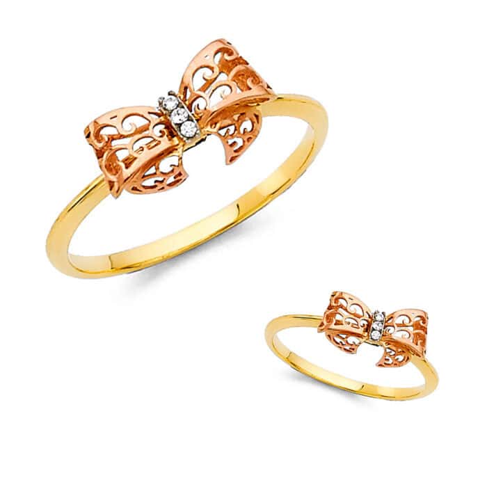 14K Yellow Gold Cubic Zirconia Fancy Ring - Image 3