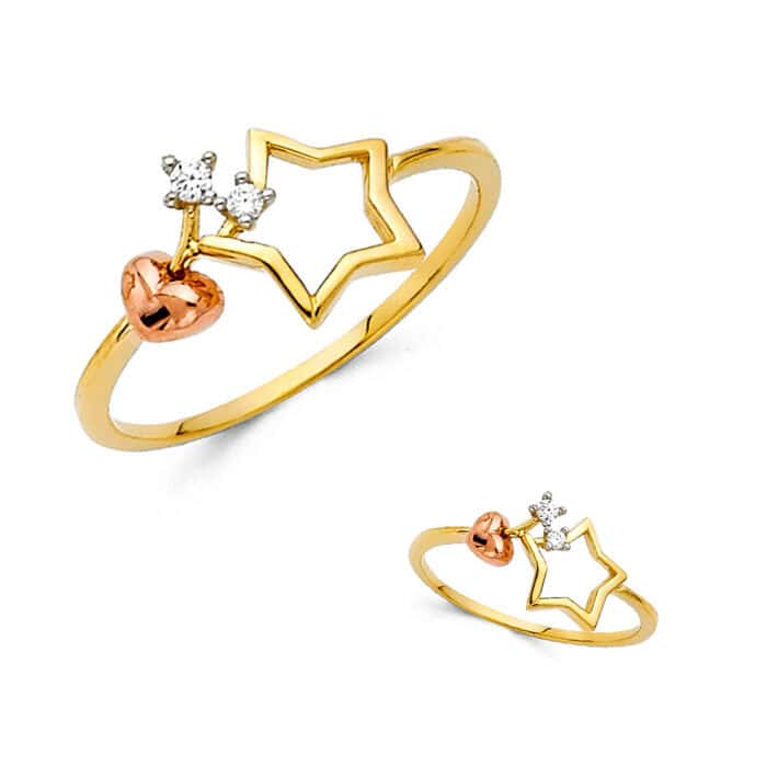 14K Yellow Gold Cubic Zirconia Fancy Ring - Image 3