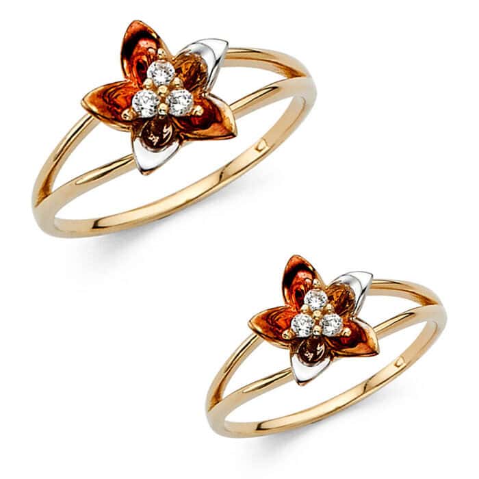14K Yellow Gold Cubic Zirconia Fancy Ring - Image 3