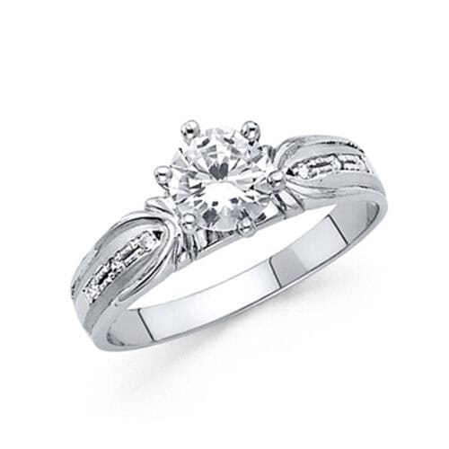 14K White Gold Cubic Zirconia Engagement Ring