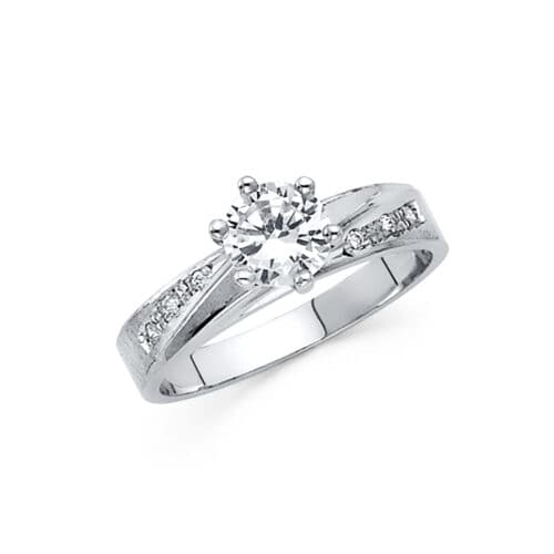 14K White Gold Cubic Zirconia Engagement Ring