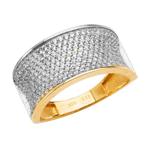 14K Yellow Gold M-Pave Ladies Cubic Zirconia Ring