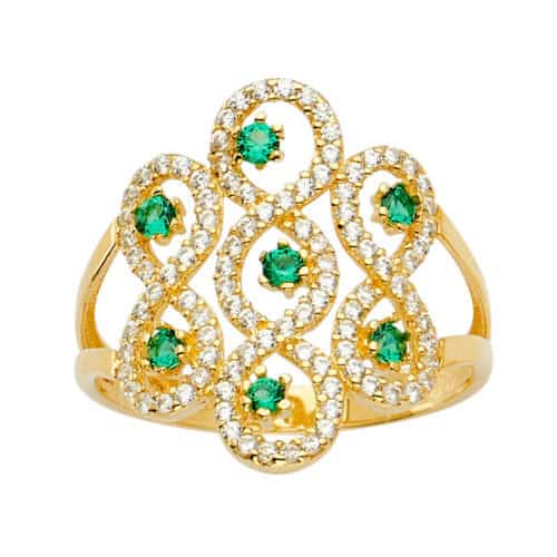 14K Yellow Gold Multi Line MP Cubic Zirconia Ring