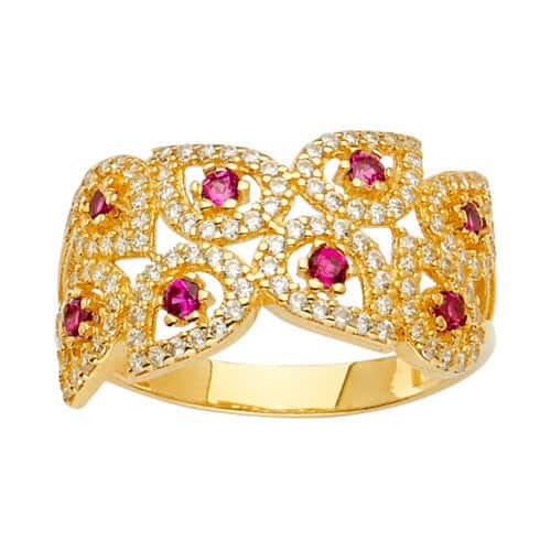 14K Yellow Gold Multi Line MP Cubic Zirconia Ring
