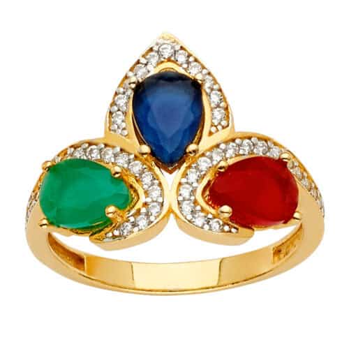 14K Yellow Gold Color Gem Stone Ring