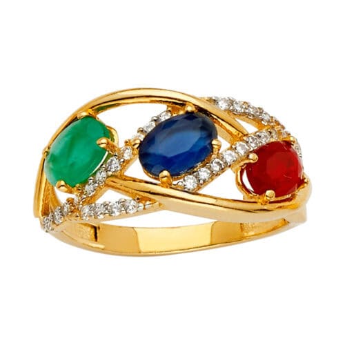 14K Yellow Gold Color Gem Stone Ring
