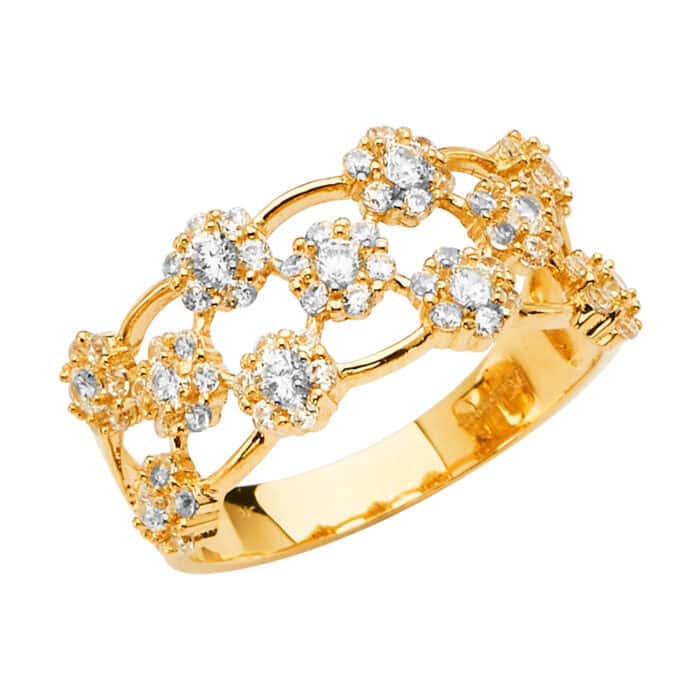 14K Yellow Gold Fancy Cubic Zirconia Band