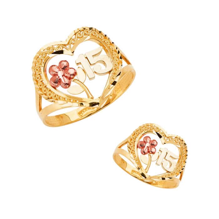 14K Tri Color Gold 15 Years Ring - Image 3