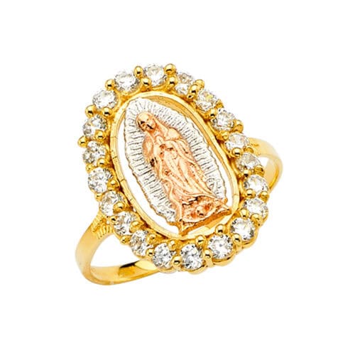 14K Tri Color Gold Guadalupe Cubic Zirconia Ring