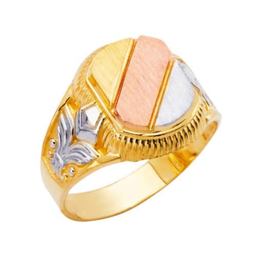 14K Tri Color Gold Men's Ring