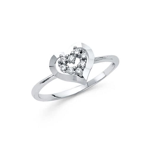 14K White Gold Fancy Cubic Zirconia Ring