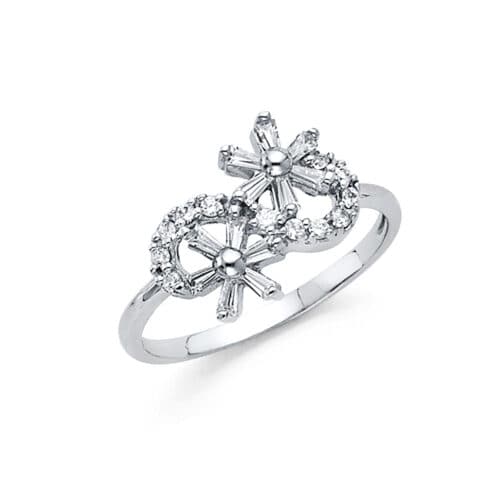 14K White Gold Fancy Cubic Zirconia Ring