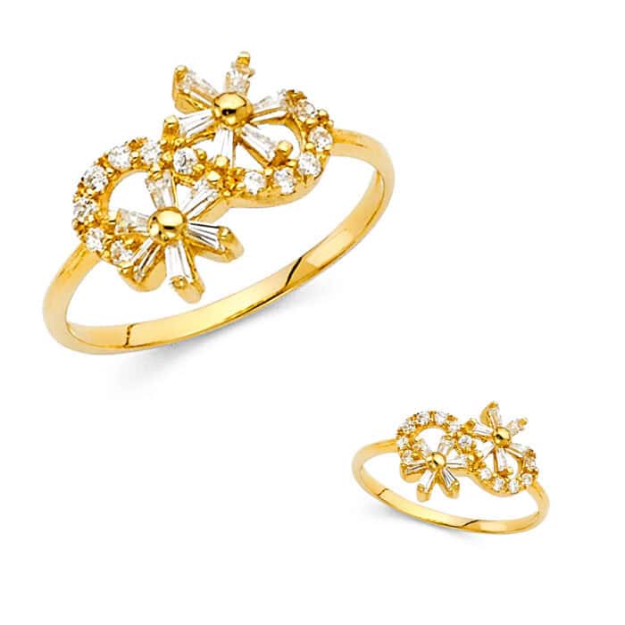 14K Yellow Gold Fancy Cubic Zirconia Ring - Image 3