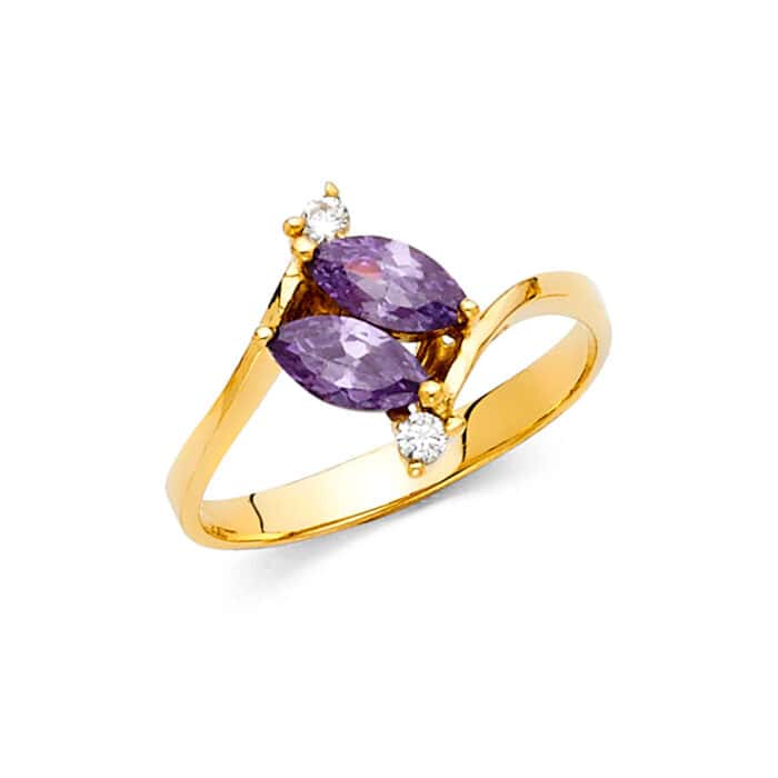 14K Yellow Gold Ladies Fancy Cubic Zirconia Ring