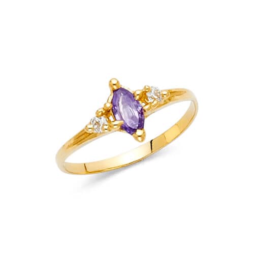 14K Yellow Gold Ladies Fancy Cubic Zirconia Ring