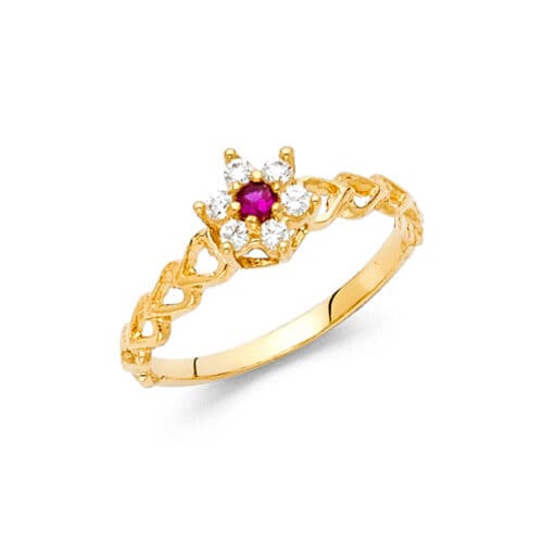 14K Yellow Gold Ladies Fancy Cubic Zirconia Ring