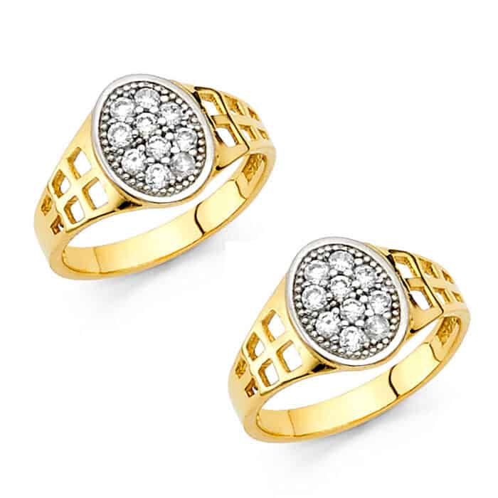 14K Yellow Gold Cubic Zirconia Babies Ring - Image 2