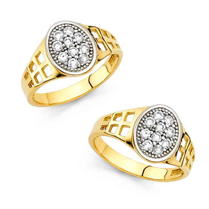 14K Yellow Gold Cubic Zirconia Babies Ring - Image 3