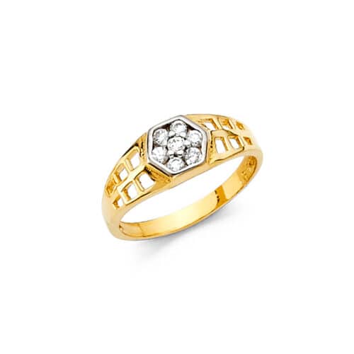 14K Yellow Gold Cubic Zirconia Babies Ring