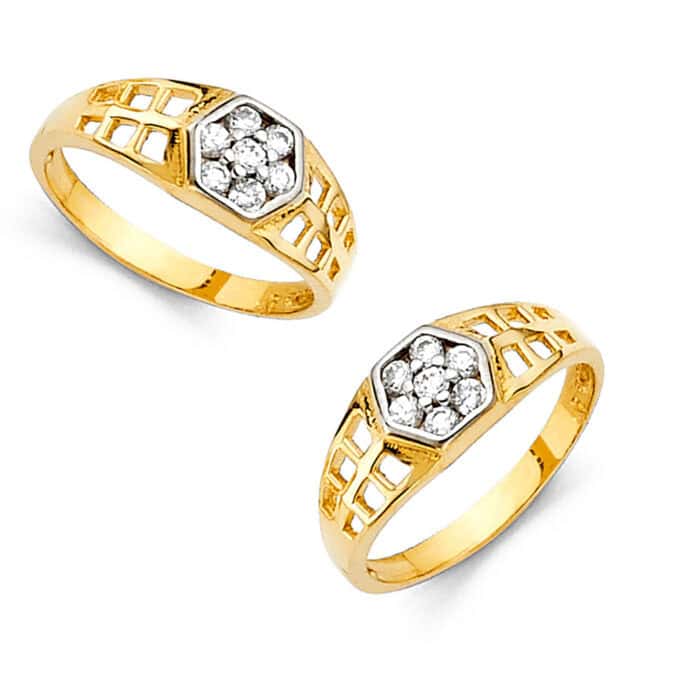 14K Yellow Gold Cubic Zirconia Babies Ring - Image 3