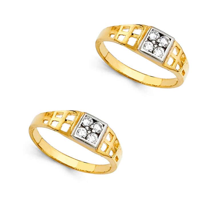 14K Yellow Gold Cubic Zirconia Babies Ring - Image 3