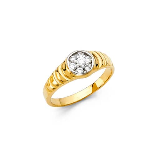 14K Yellow Gold Cubic Zirconia Babies Ring