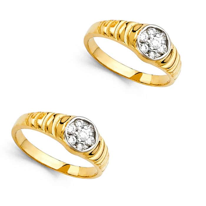 14K Yellow Gold Cubic Zirconia Babies Ring - Image 3