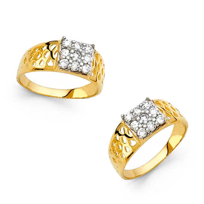 14K Yellow Gold Cubic Zirconia Babies Ring - Image 3