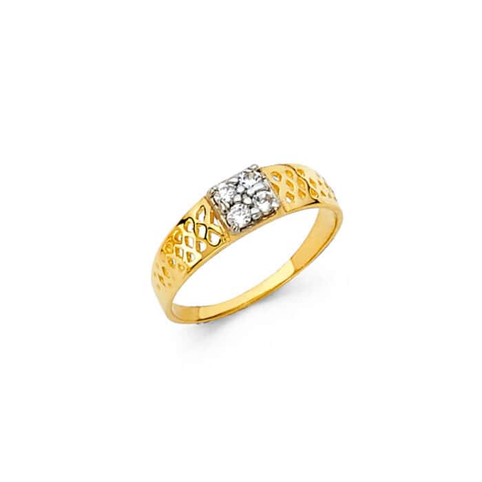 14K Yellow Gold Cubic Zirconia Babies Ring