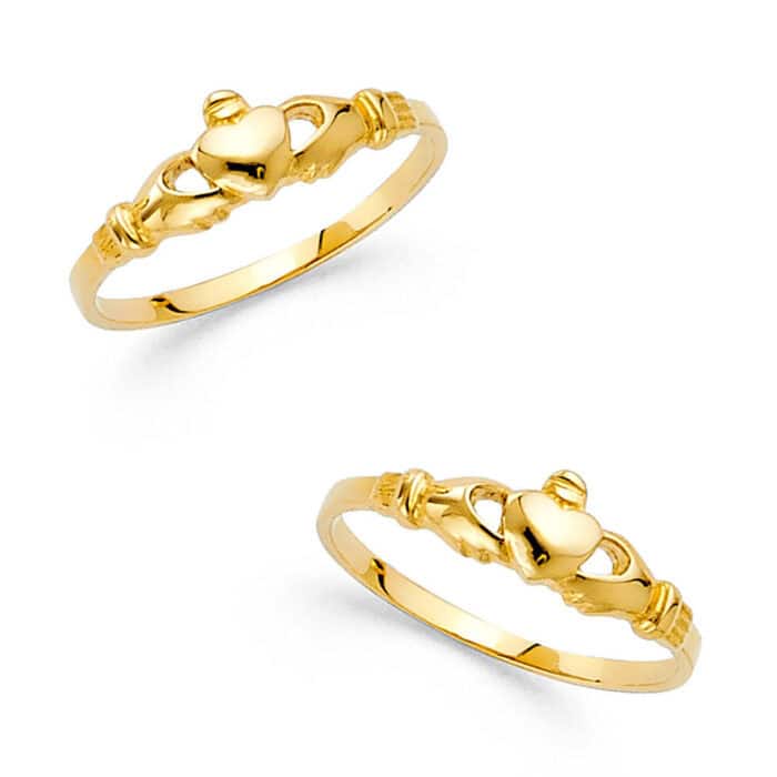 14K Yellow Gold Cubic Zirconia Babies Ring - Image 3