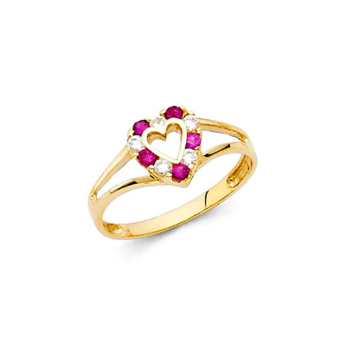 14K Yellow Gold Cubic Zirconia Babies Ring