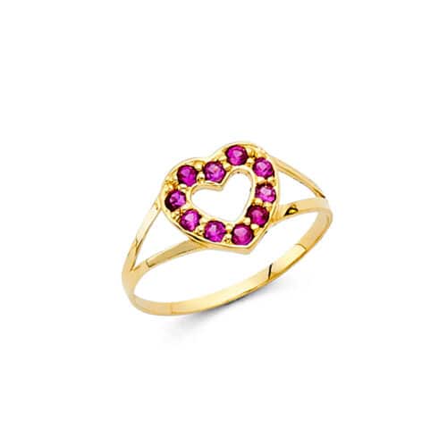 14K Yellow Gold Cubic Ziconia Babies Ring