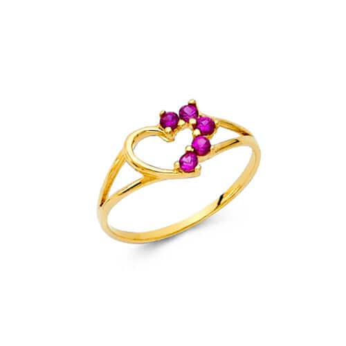 14K Yellow Gold Cubic Zirconia Babies Ring