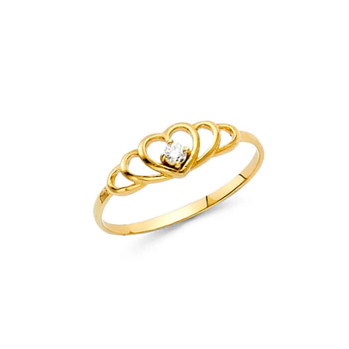 14K Yellow Gold Cubic Zirconia Babies Ring