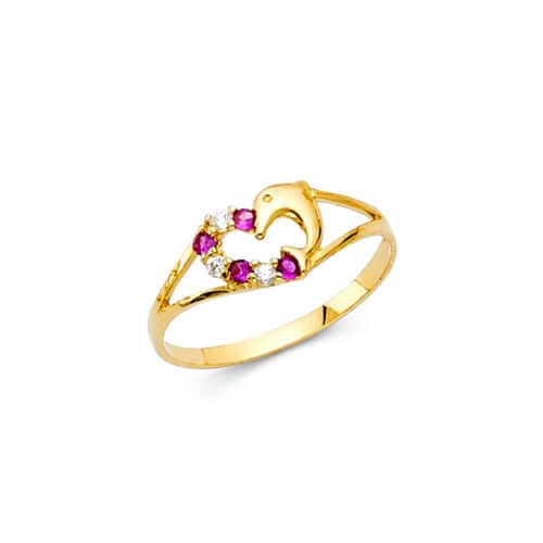 14K Yellow Gold Cubic Zirconia Babies Ring