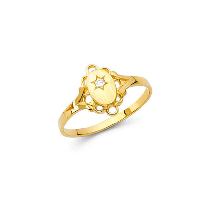 14K Yellow Gold Cubic Zirconia Babies Ring