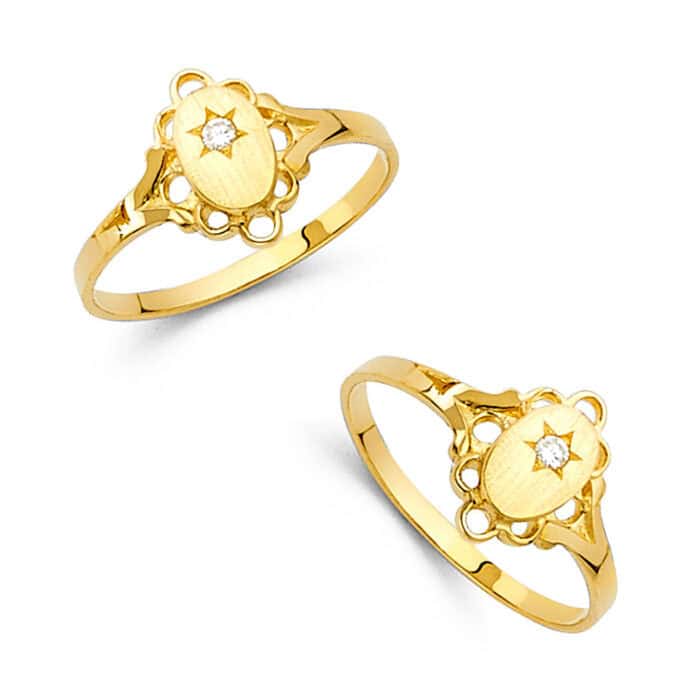14K Yellow Gold Cubic Zirconia Babies Ring - Image 3