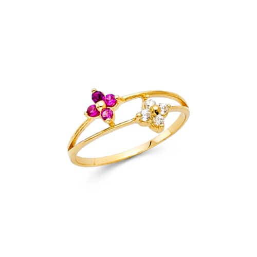 14K Yellow Gold Cubic Zirconia Babies Ring