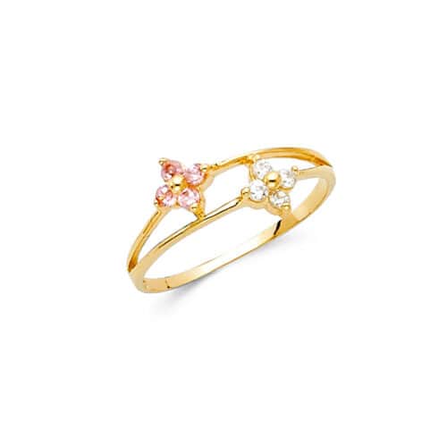 14K Yellow Gold Cubic Zirconia Babies Ring