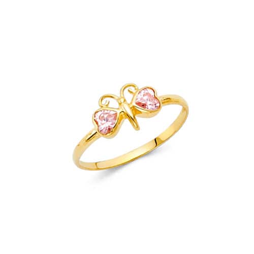 14K Yellow Gold Cubic Zirconia Babies Ring