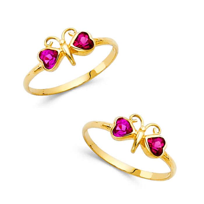 14K Yellow Gold Cubic Zirconia Babies Ring - Image 3
