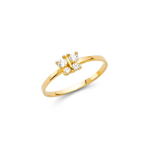 14K Yellow Gold Cubic Zirconia Babies Ring