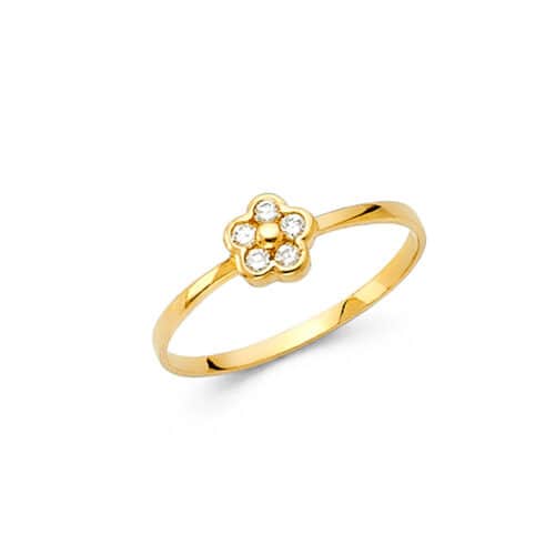 14K Yellow Gold Cubic Zirconia Babies Ring
