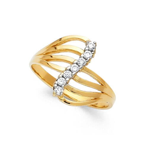 14K Yellow Gold Semanario Cubic Zirconia Ring