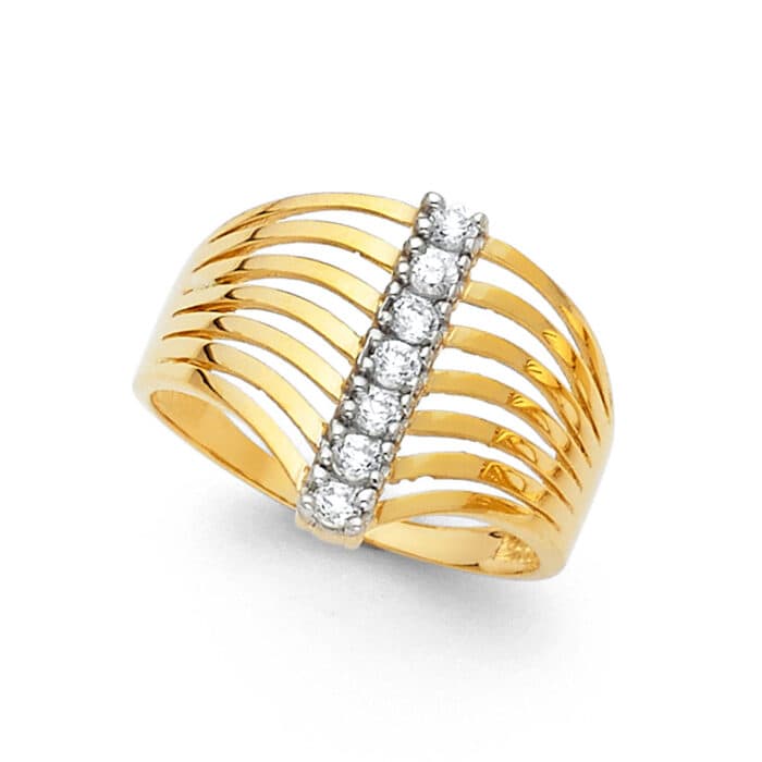 14K Yellow Gold Semanario Cubic Zirconia Ring
