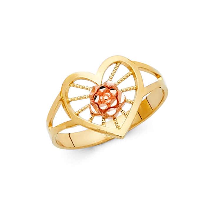 14K Two Tone Gold Flower Ring