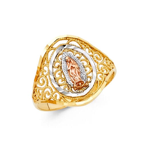 14K Tri Color Gold Religious Ring