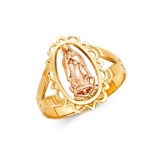 14K Two Tone Gold Religious Ring